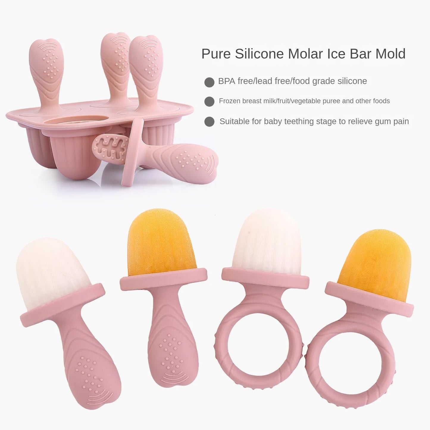 5PCS Baby Fruit and Vegetable Teether BPA Free Silicone Hand Ring Food Supplement Squeezing Rabbit Shape Bite Feeding Tableware