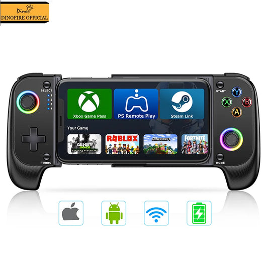 DinoFire Handy-Gamepad-Joystick für iPhone Android-Steuerung Bluetooth-Controller-Trigger mit Hall-Effekt-Stick Handyspiel