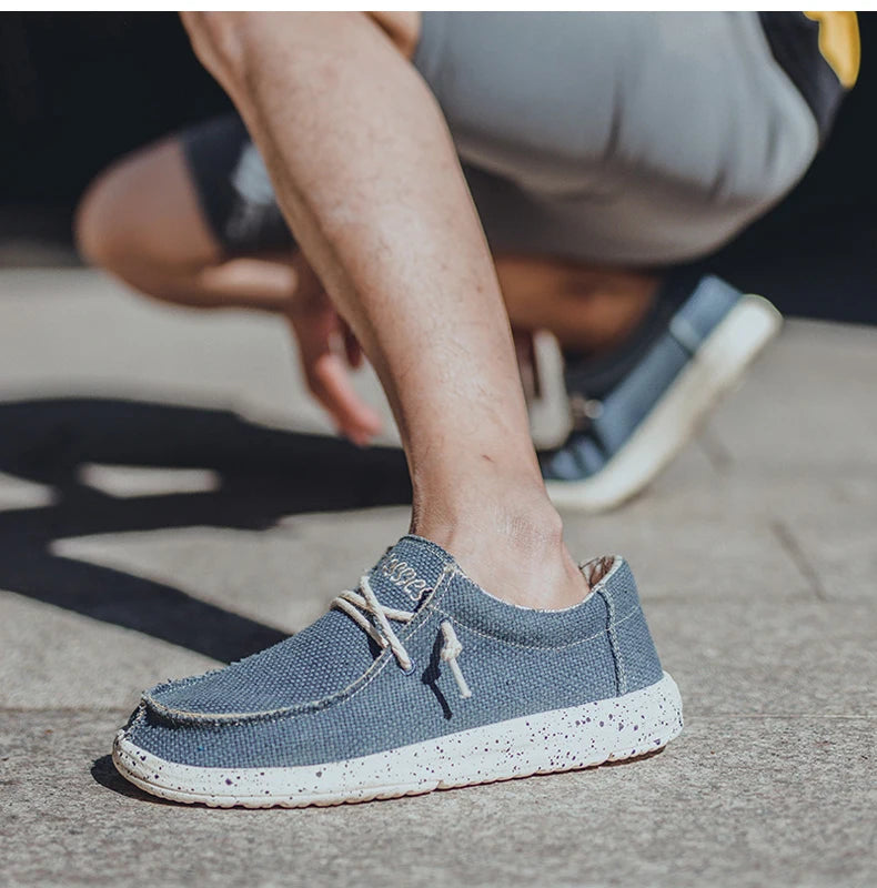 Dude Shoes Men Canvas Shoes Summer Casual Loafers Men's Moccasins Breathable Comfortable Plus Big Size 48 49 50