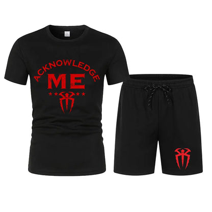 Men's Roman Reigns ''Acknowledge Me'' T-Shirt Shorts Set Summer Short Sleeve Man Overiszed Suits 2024 New Fashion Clothing Sets