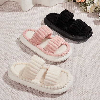 2023 Winter Solid Linen Slippers 36-45size Women Home Slippers Household Cotton Non Slip Thick Mute Shoes Couple Indoor Slipper