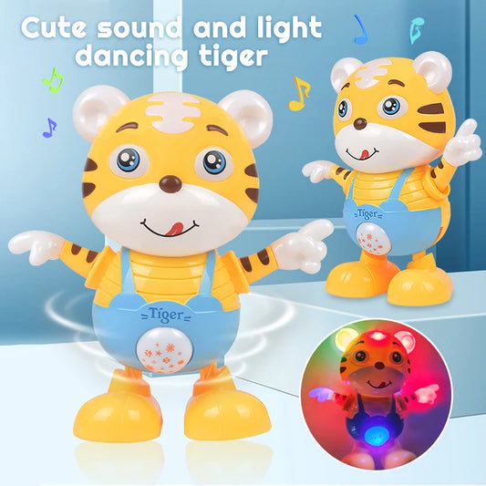 Dancing Electric Cartoon Cute Small Yellow Tiger Doll Home Decor Kid Gift Baby Early Education Musical Dance Light LED Baby Toys