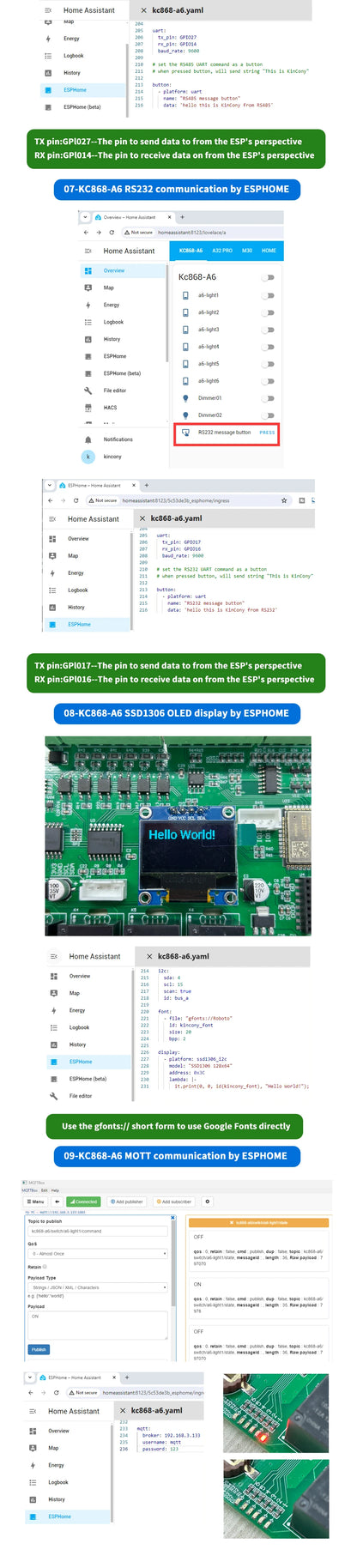 A6 Esphome-Relaisplatine ermöglicht ARDUINO IDE-Programmierung und ESPhome-Programmierung Bietet alle Arten von Beispielcodes Unterstützt MQTT