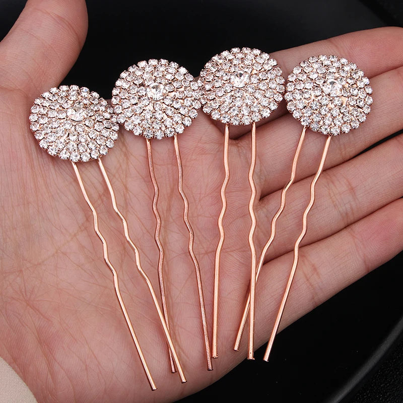 Rhinestone Hair Pins Forks Clips for Women Bridal Wedding Hair Accessories Pearl Hairpins Bride Headpiece Jewelry Gift Wholesale