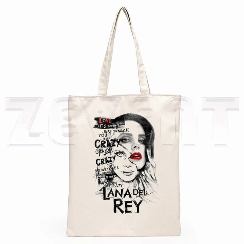 Lana Del Rey LOGO Printed Graphic Hipster Cartoon Print Shopping Bags Girls Fashion Casual Pacakge Hand Bag