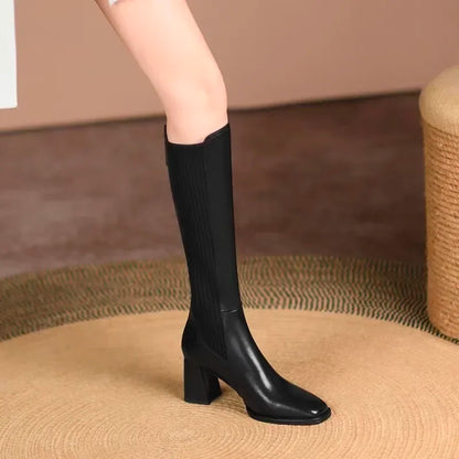 Women Boots Black Fashion High Heels 40-43 Large Pointed Knee Over Women's Boots Platform Shoes Zapatos De Mujer