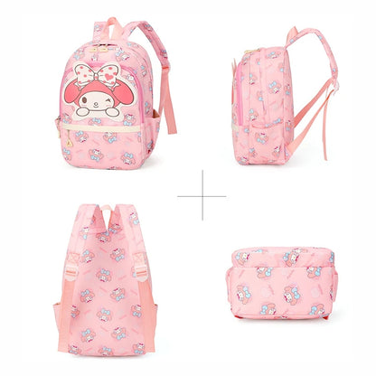 Anime Hello Kitty Kuromi Melody Kids School Bag Cartoon Cute Boys and Girls Travel Backpack 1-2 Grade Elementary School Backpack