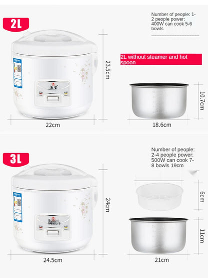 2L Mini Rice Cooker 2 Layers Steamer Multifunction Cooking Pot Electric Insulation Heating Cooker Food Container Lunch Box