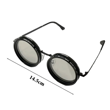 Rounded Polarized Glasses 1-9 Gears Adjustable Sunglasses with ND Filter Lenses Handcrafted Retro Glasses Eyeglasses 패션 선글라스