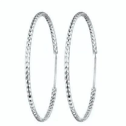 Senlissi - New Platinum Plated 925 Sterling Silver Women's Hoop Earrings 2.0mm Fashion Earring  Rose Gold Cерьги Kольца 30-90mm