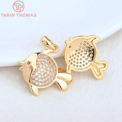 (129) 12x23MM 24K Gold Color Plated Brass Fish Charms Pendants High Quality Jewelry Accessories