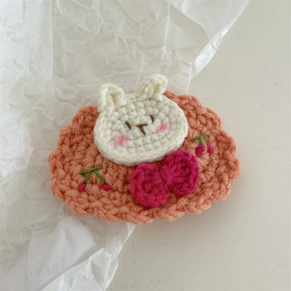 Lovely Sweet Hair Clips Wool Knitted Flower Barrettes Hairpins for Kids Girls Candy Crochet Cartoon Headwear Hair Accessories