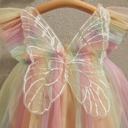 EWODOS Infant Girls Bodysut Dress Butterfly Wing Fly Sleeve Sweet Tulle Princess Dresses Hem Jumpsuits Clothes Baby Bodysuits