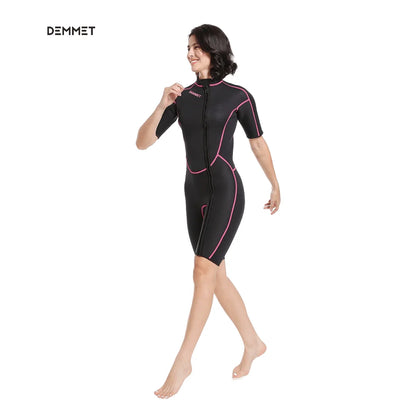 DEMMET Women Men Short Sleeve Wetsuit 1.5mm Neoprene Full Body Wetsuit for Swim Surfing Snorkeling Spearfishing Sailing Water