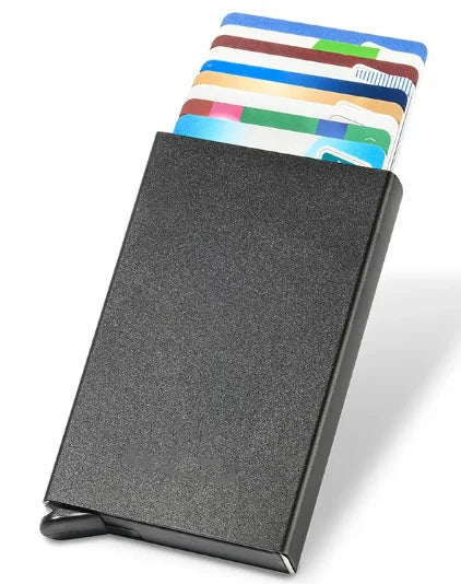 RFID Blocking Slim Pop-Up Wallet - Minimalist Credit Card Holder for Men & Women, Mini Metal Case