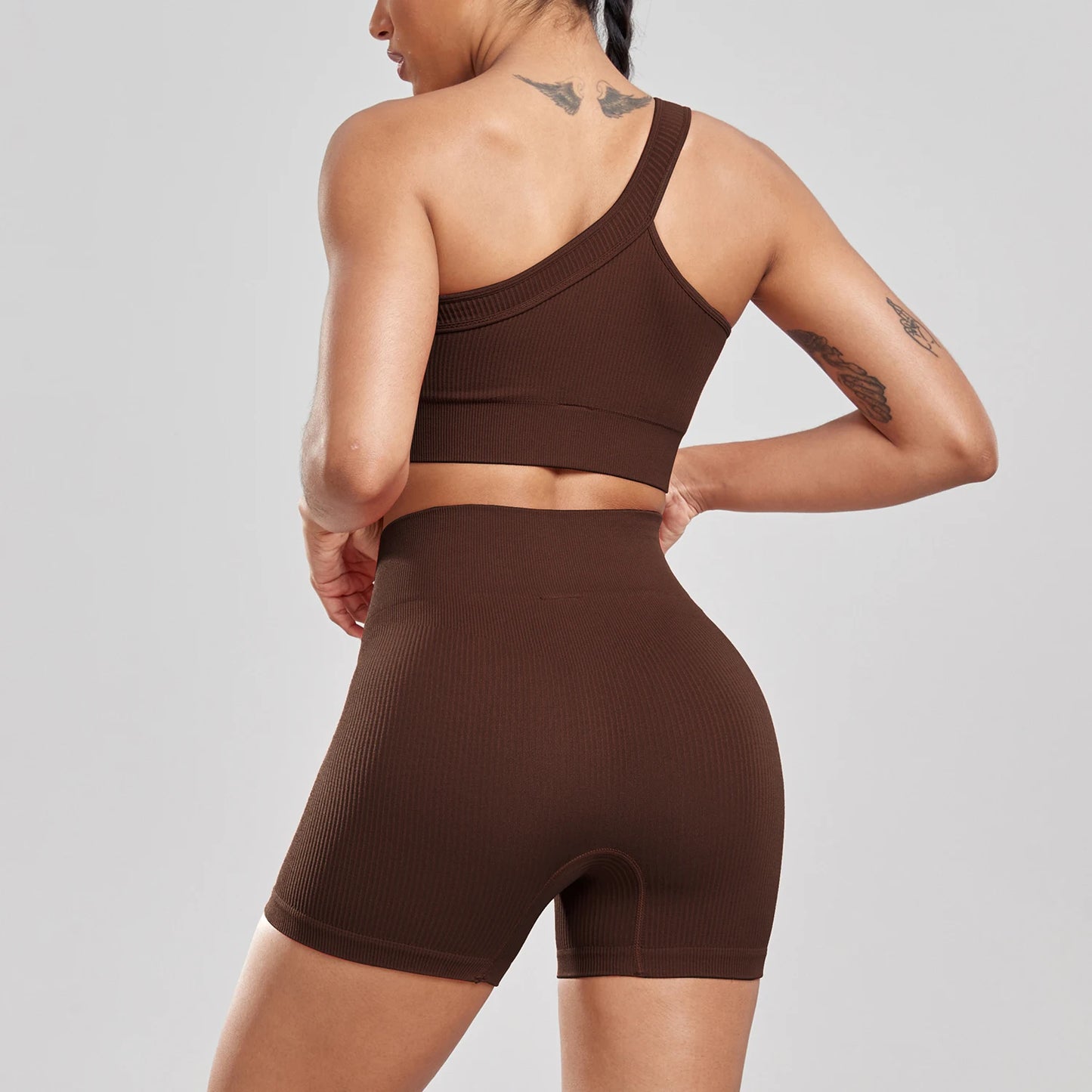 New 2024 Woman Thread Fitness Shorts Sets Skinny Stretch High Waist Sexy Shorts Sets Running Outdoors Casual Fashion  Top Women