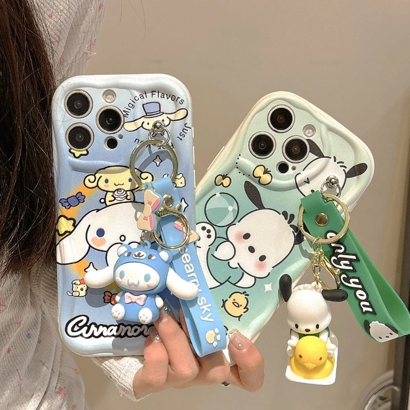 3D Cartoon Kuromi Wavy Phone Case For OPPO Realme Note 50 C67 C65 C53 C61 C55 C53 C51 Cute Melody With Wrist Strap Cover