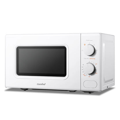 COMFEE 700W 20L Black Microwave Oven With Compact Design, 5 Cooking Power Levels, Quick Defrost Function, Kitchen Manual Timer