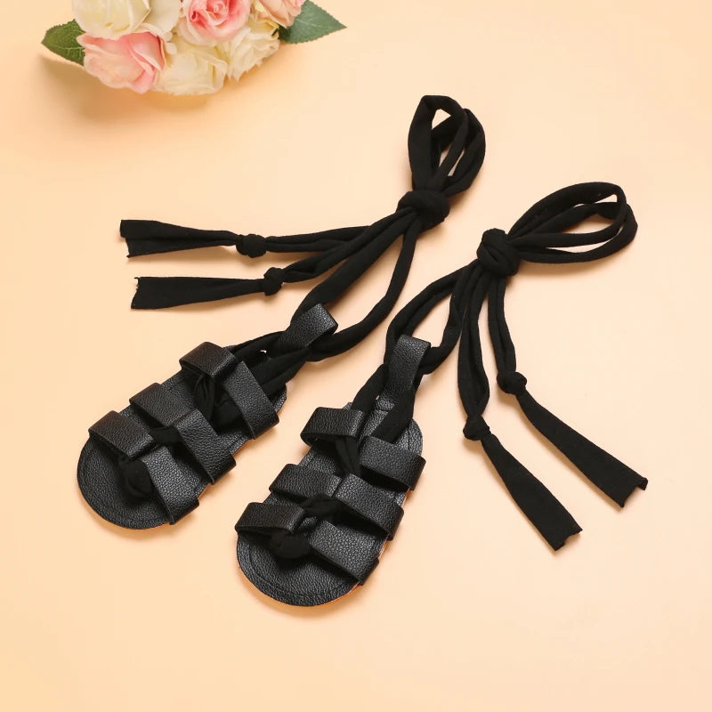 Cute Baby Girls Top Strap Sandals Newborn Soft Rubber Sole Prewalker Shoes 0-18Months