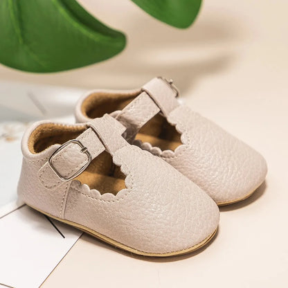 Meckior Baby Shoes Newborn Flats Dress Shoes Infant Rubber Sole Anti-slip PU Leather Party Wedding Princess Baby Girl Shoes 0-18