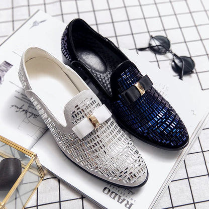 Casual Men Shoes Men Loafers Luxury Brand Rhinestones Italy Fashion Male Designer Wedding Elegant Moccasins Slip-On Driving Shoe