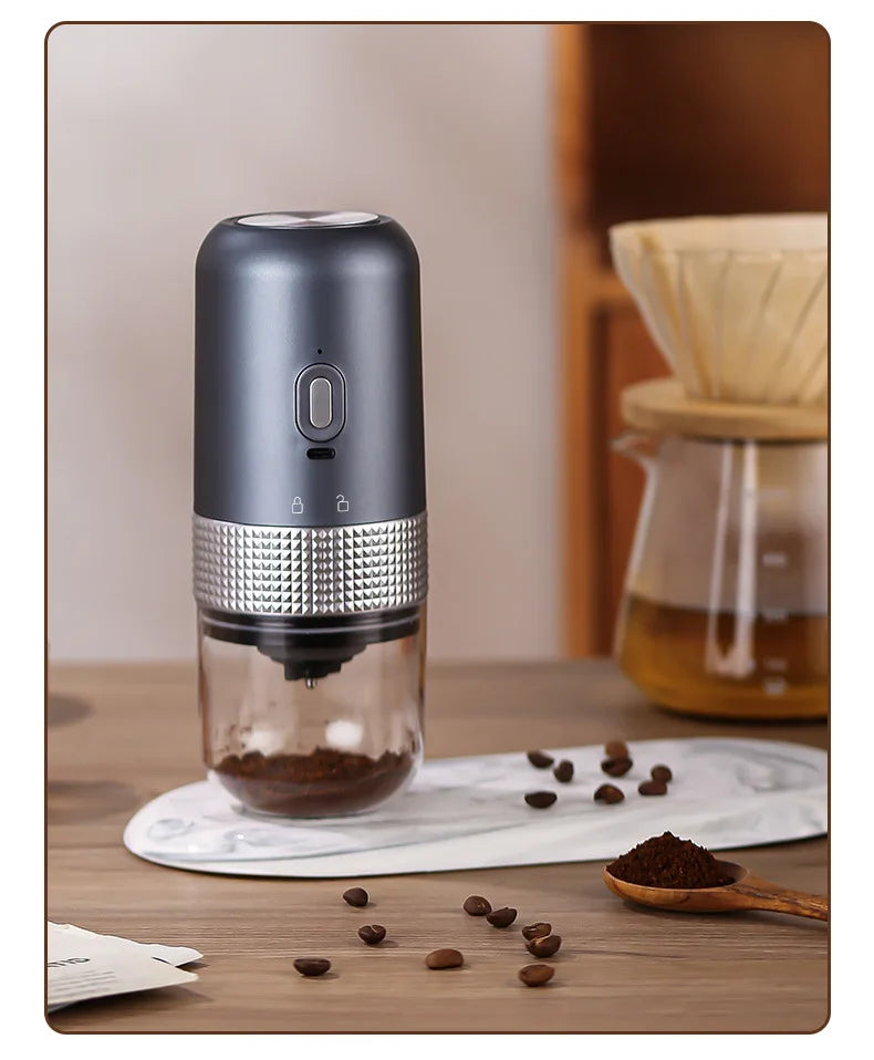 Electric Coffee Bean Grinder USB Charging Mini Coffee Bean Mill Grinder Espresso Spice Grinder for Kitchen