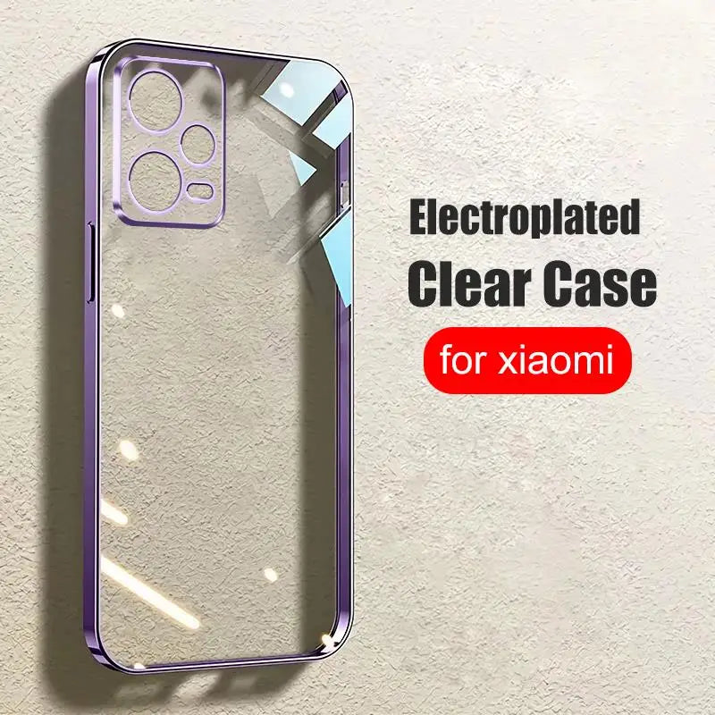 Luxury Plating Clear Case For Xiaomi Redmi Note 12 Pro 5g 12s 4g 12pro Plus Soft Silicone Transparent Bumper Back Cover Note12 S