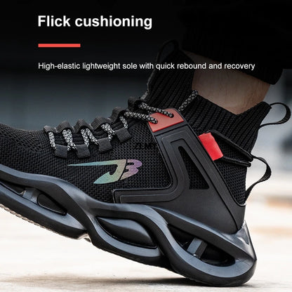 Breathable Safety Shoes Men Steel Toe Sneakers Puncture Proof Light Work Safety Boots Man High Top Anti-stab Security Boots New