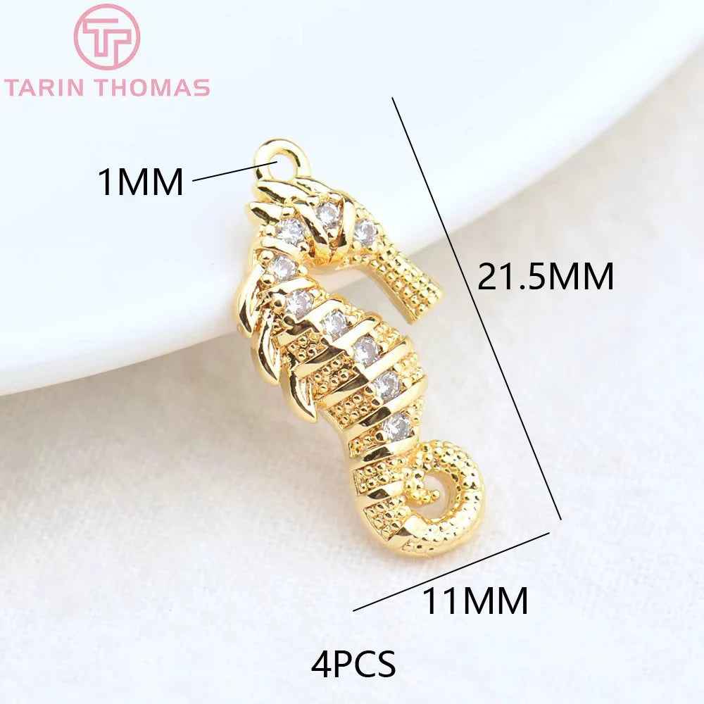 (129) 12x23MM 24K Gold Color Plated Brass Fish Charms Pendants High Quality Jewelry Accessories