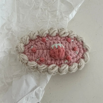 Lovely Sweet Hair Clips Wool Knitted Flower Barrettes Hairpins for Kids Girls Candy Crochet Cartoon Headwear Hair Accessories