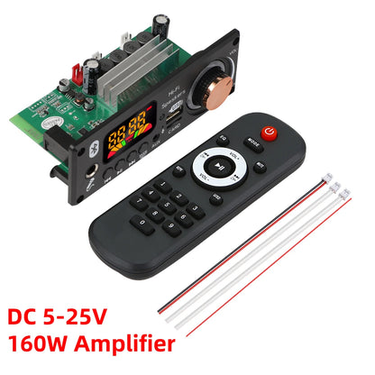 160W Amplifier Bluetooth Decoder Board DIY 12V 6.5mm Microphone FM Radio TF USB Car Audio Music Player Speakers Volume Control