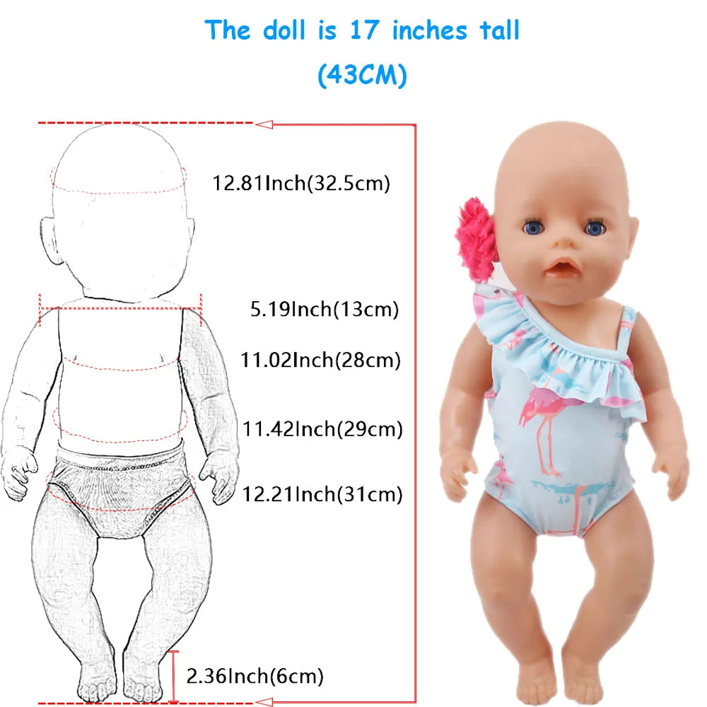 Doll Clothes For 43cm Newborn Baby Regeneration Dolls, 18-Inch American Doll Girls, First-Generation Baby Mini Items Accessories