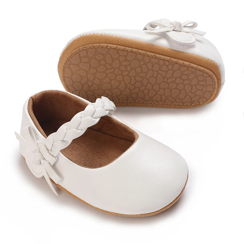 HAIZHIW 0-18 Months Cute White Lace Baby Girl Princess shoes Baby Shoes Bow Fringe Rubber Soled Non-slip Footwear Crib Shoes