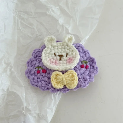 Lovely Sweet Hair Clips Wool Knitted Flower Barrettes Hairpins for Kids Girls Candy Crochet Cartoon Headwear Hair Accessories