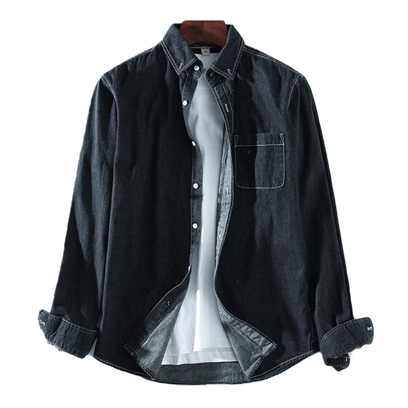 3 Colors Classic New Men's Casual Denim Shirt Fashion Casual Cotton Slim Fit Cowboy Long Sleeve Shirt Male Brand Clothes