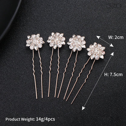 Rhinestone Hair Pins Forks Clips for Women Bridal Wedding Hair Accessories Pearl Hairpins Bride Headpiece Jewelry Gift Wholesale