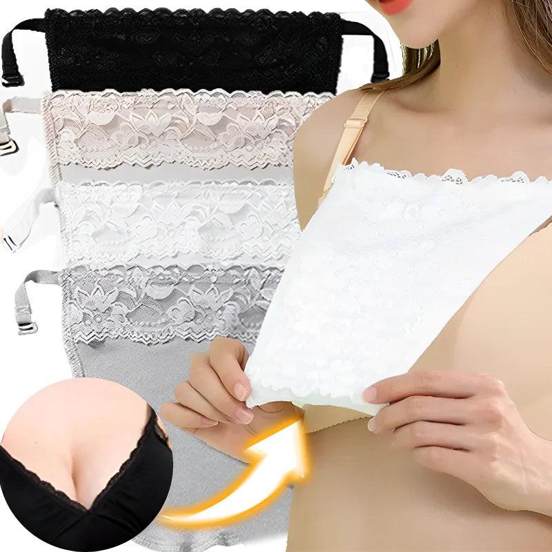 Women Invisible Anti Glare Underwear Lace Cleavage Cover Up Mock Camisole Bra Strapless Insert Wrapped Chest Intimates