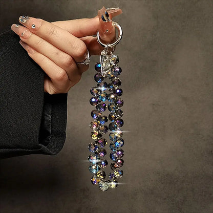 Glitter Beads Hand Wrist Strap Crystal Lanyard for iPhone Huawei Redmi Xiaomi Samsung Phone Charm Ornament Keychain Hang Rope