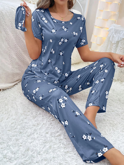 New women's home wear short sleeve trousers pajamas love pattern casual and comfortable