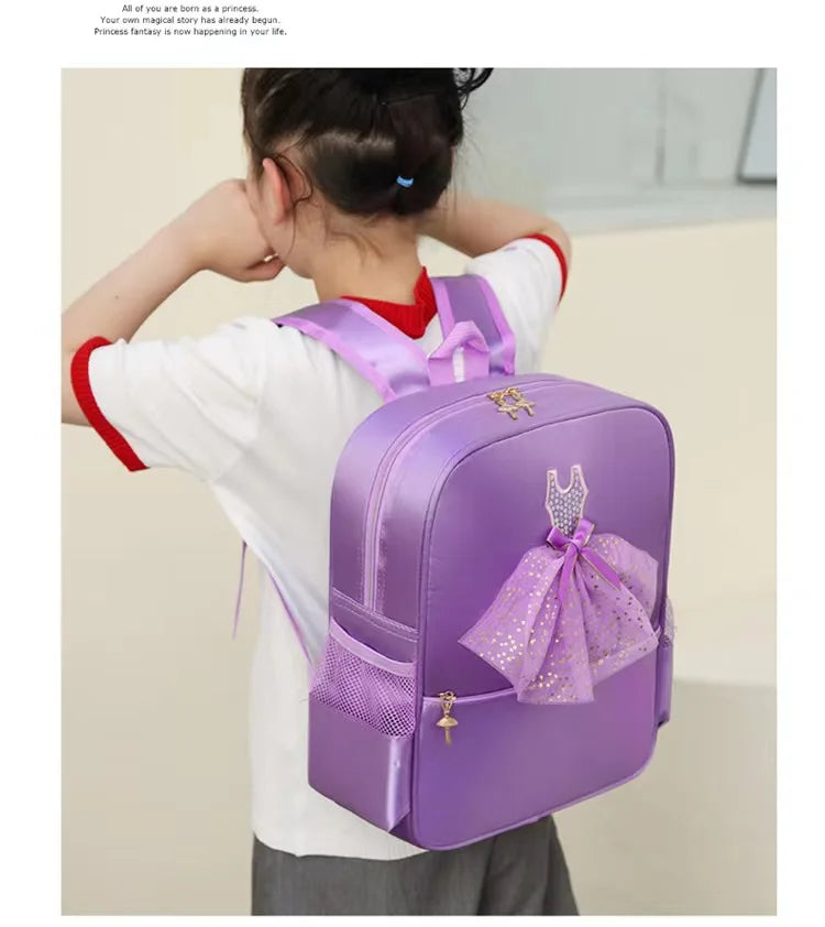 Fashionable Kids Boutique Dance Bag Pink and Purple Children Cute Waterproof Yoga Backpack for Girls