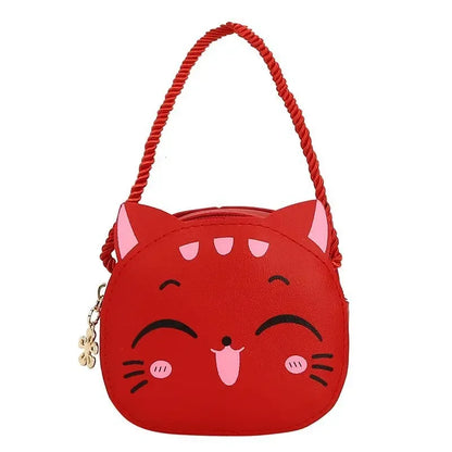 New Cartoon Children's Crossbody Bag Cute Cat Kids Fashion Coin Purse Purse Handbag Cute Mini Shoulder Bag for Girls and Boys