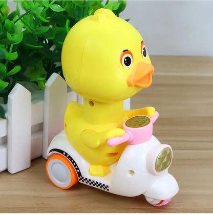 Cute Little Yellow Duck Car Inertia Squeeze Drive Funny Cars Baby Clockwork Boy Girl Toys Children's Toy 360 Degree Rotating