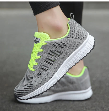 New Sneakers For Women Breathable Fashion Trainers Plus Size Women Sneakers Mesh Fabric Lace Up Women Shoes Female Footwear