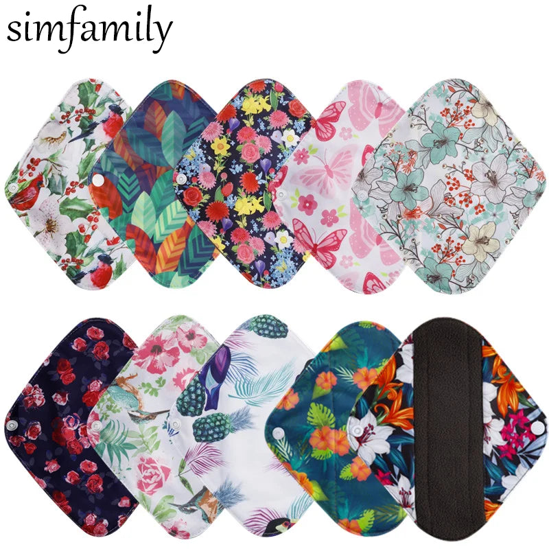 10Pcs Reusable Pads Bamboo Charcoal Pads Sanitary Pads Washable Panty Liner Mama Maternity Menstrual Cotton Pads