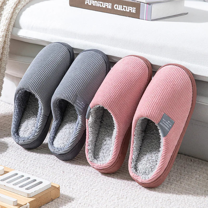 Winter Women'S Cotton Slippers Indoor Slippers  Women Men Winter Thick Sole House Warm Couples Home Non-Slip soft shoes