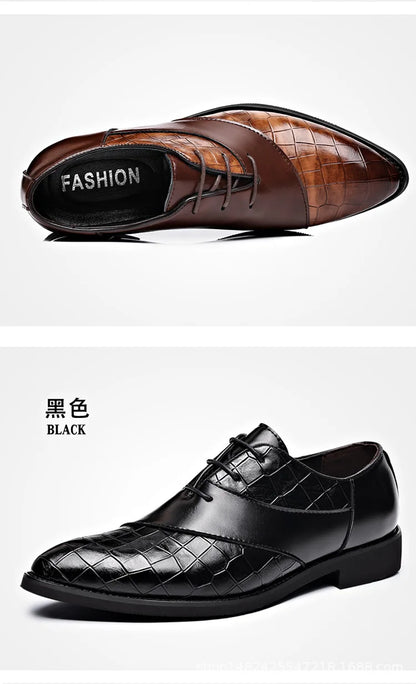 Luxury  Leather Shoes for Men Brand Derby Shoes for Men Pointed Toe Lace-up Men's Formal Shoes Handmade Business Footwear 2024