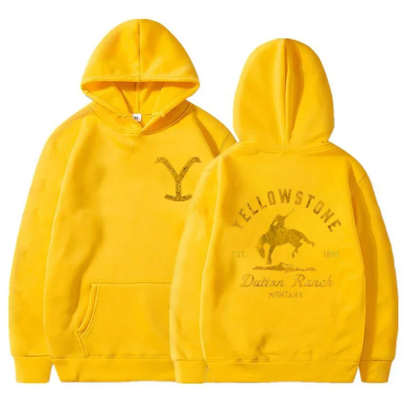 Classic Fashion Yellowstone Dutton Ranch Printed Hoodies for Men and Women Buttoned Hoodied Jersey Sweatshirt Tops