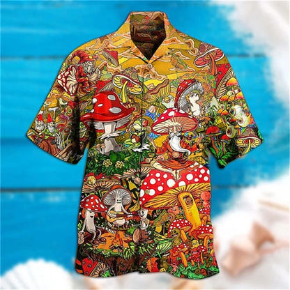 3D Men's Plant Printed Shirts Summer Street Top Comfortable and Breathable Beach Clothing Men's Outdoor Fashion Short Sleeve