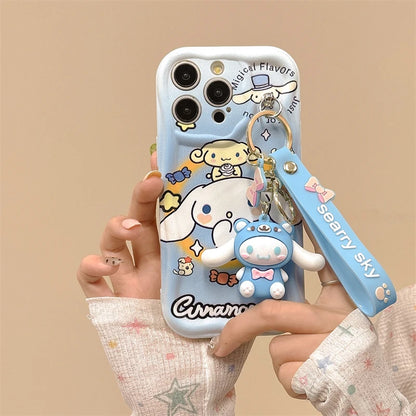 3D Cartoon Kuromi Wavy Phone Case For OPPO Realme Note 50 C67 C65 C53 C61 C55 C53 C51 Cute Melody With Wrist Strap Cover