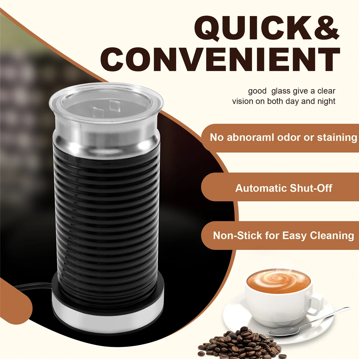 New Automatic Hot and Cold Milk Froth Machine Home Cappuccino Coffee Maker Companion Milk Frother, EU Plug